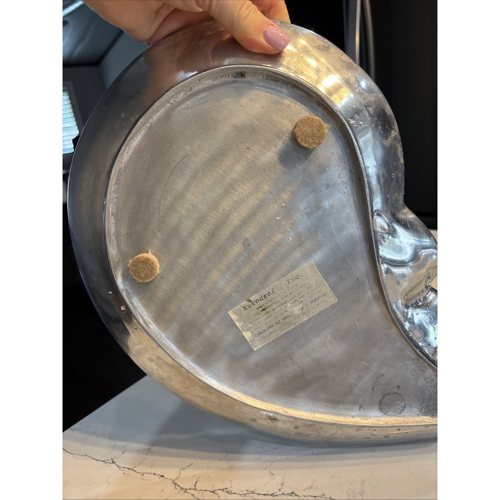 Vintage EUROCRAFT, INC Silver Plate 16X11 Pattern Oval Platter Tray Leaves Heavy - Picture 7 of 8
